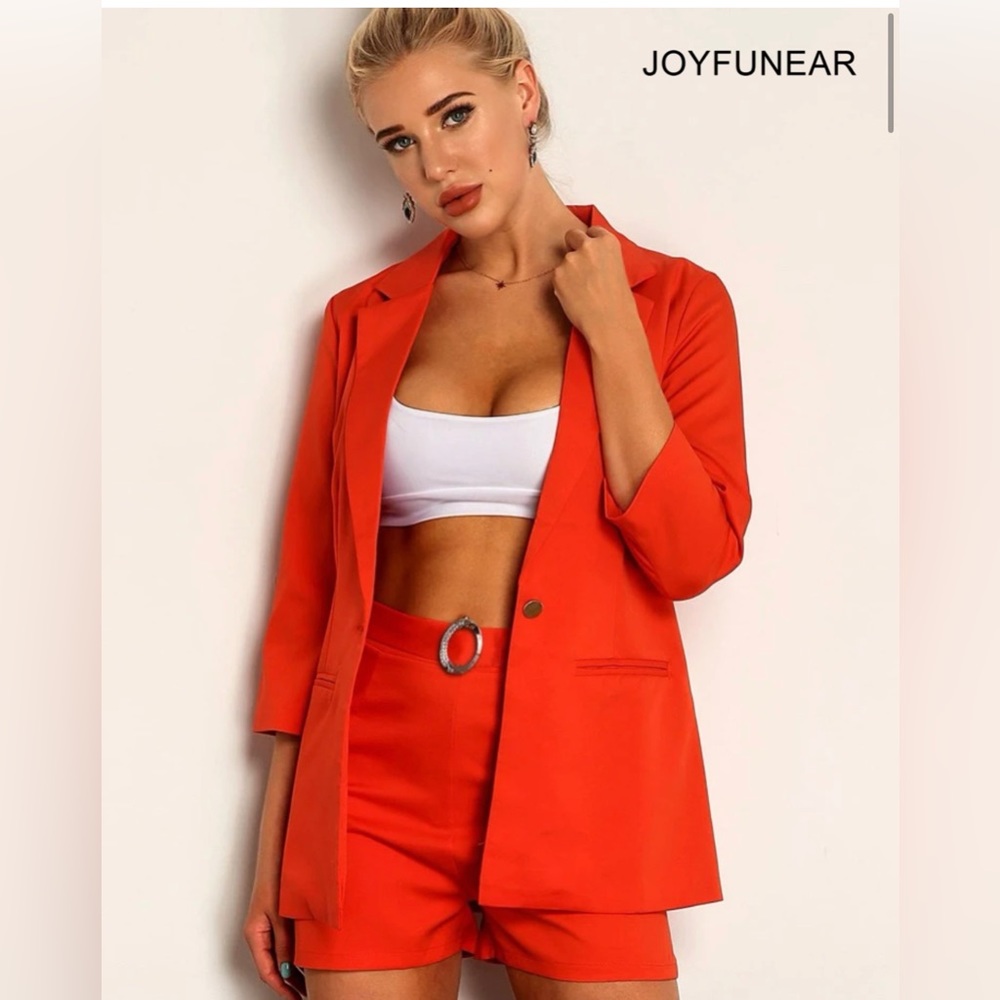 SHEIN Neon Orange Single Button Blazer / Size: L
